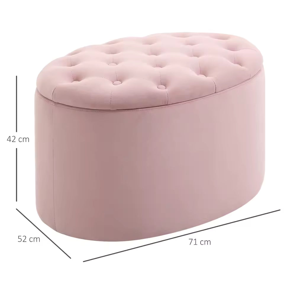 Banc de rangement en velours rose