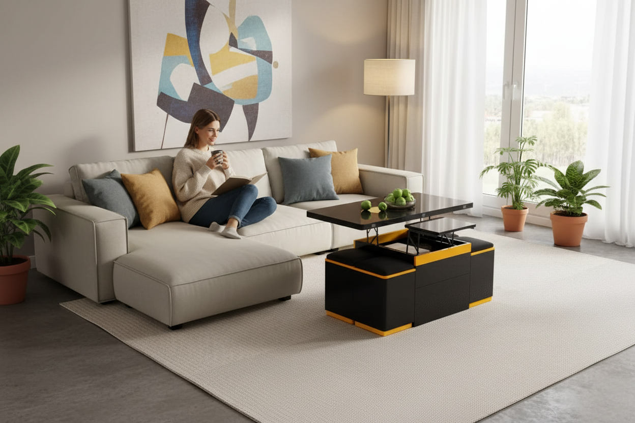 Appartement avec table basse moderne